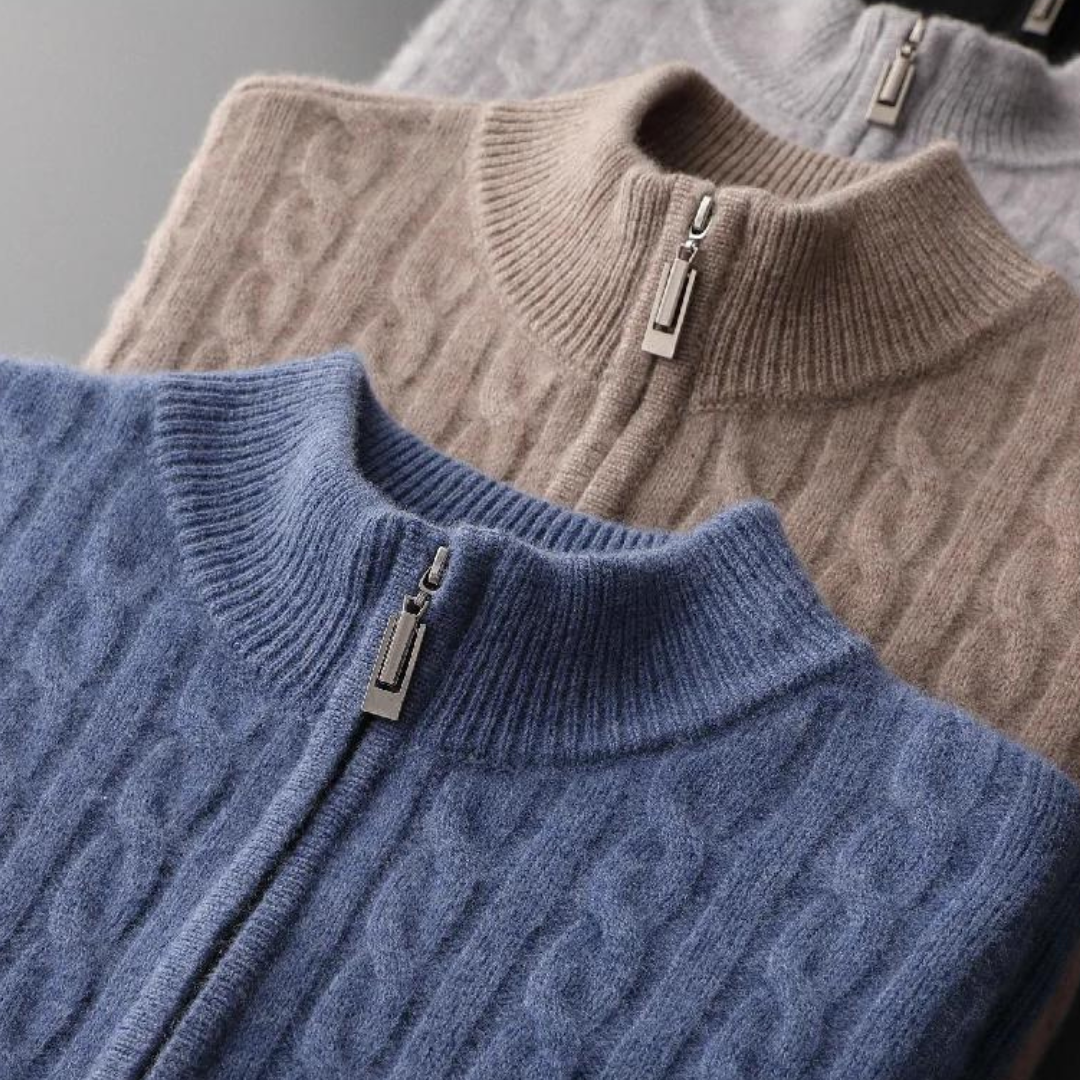 Lefevre™ | Demi-zip tissé 100 % cachemire
