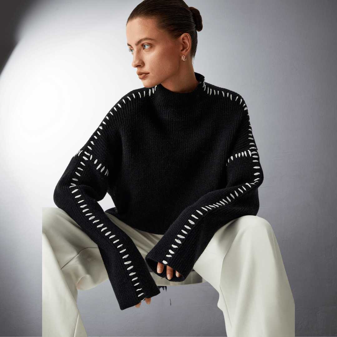 Lefevre™ | Pull en Maille Structurée à Détails Contrastants