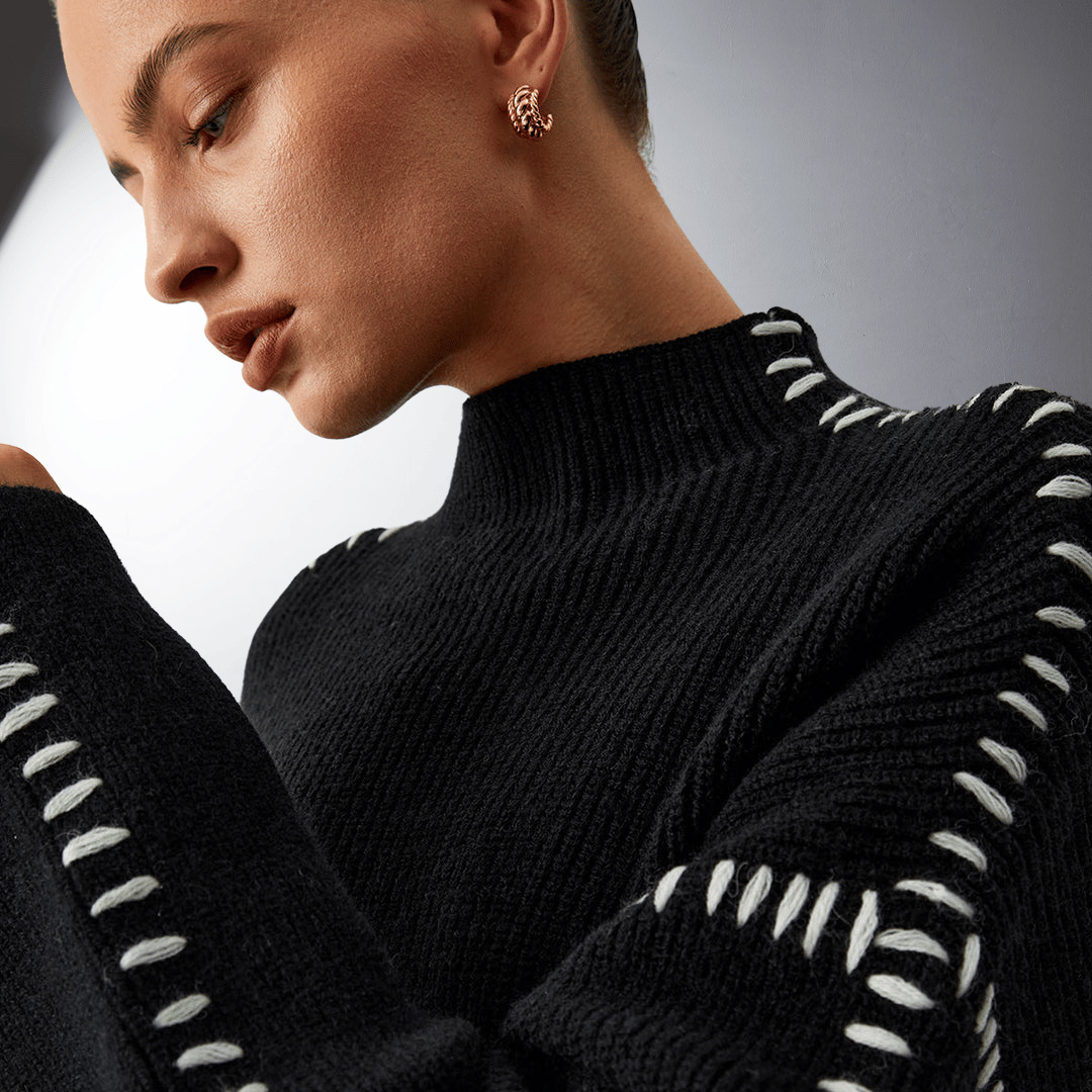 Lefevre™ | Pull en Maille Structurée à Détails Contrastants