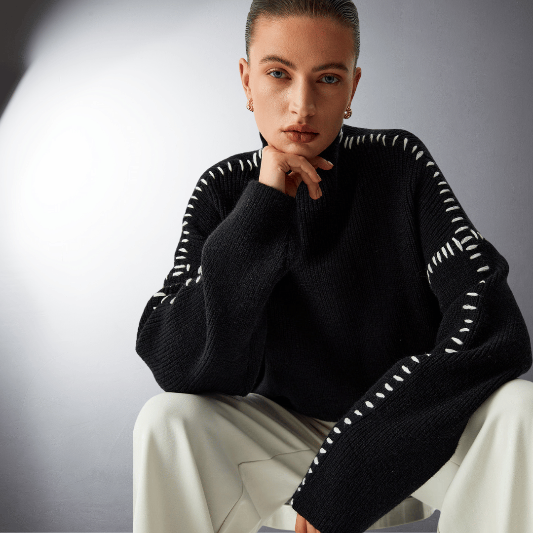 Lefevre™ | Pull en Maille Structurée à Détails Contrastants