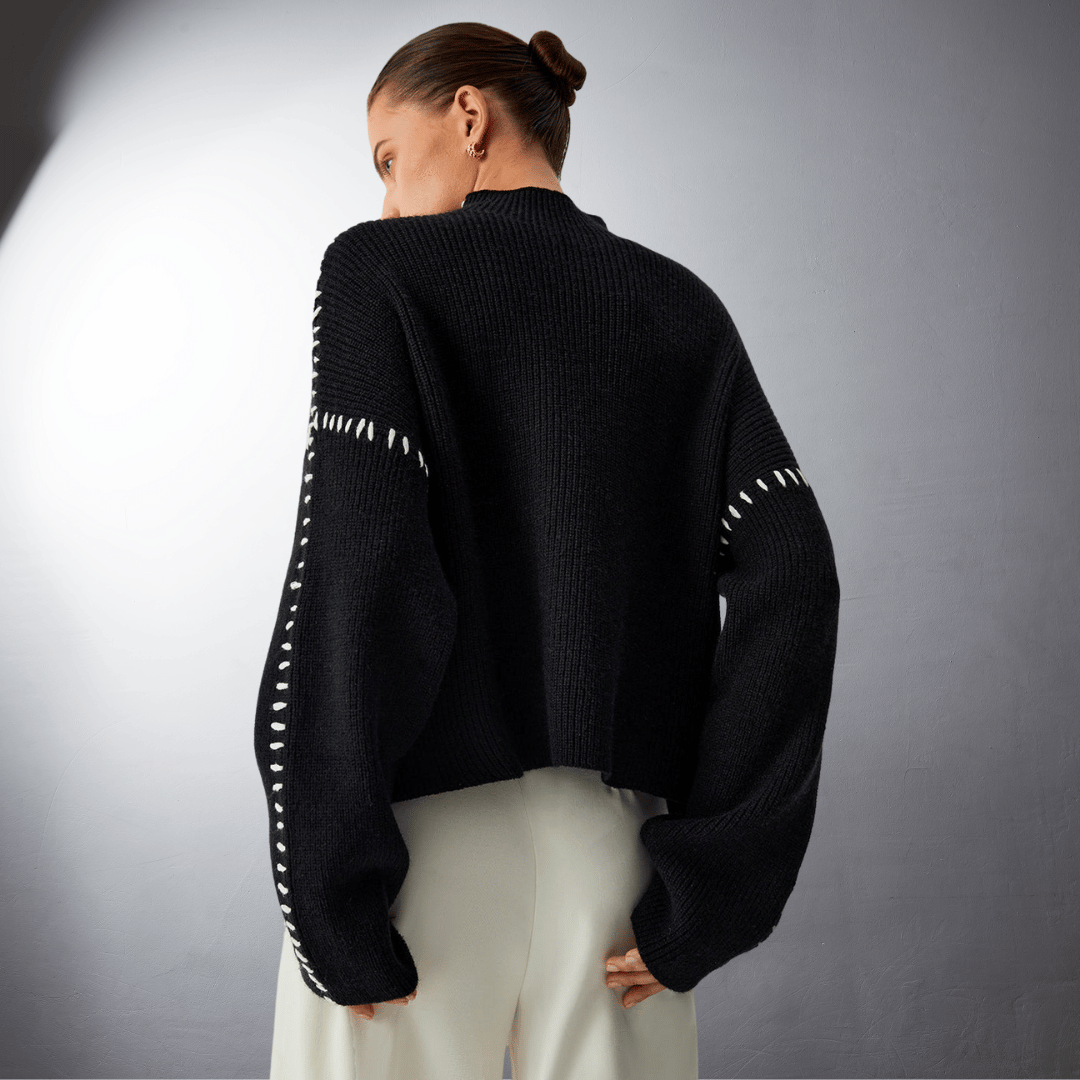 Lefevre™ | Pull en Maille Structurée à Détails Contrastants