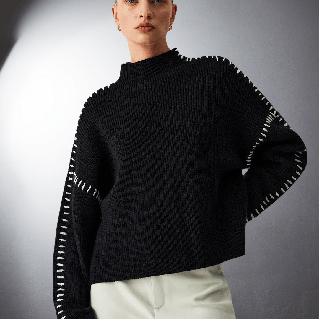 Lefevre™ | Pull en Maille Structurée à Détails Contrastants
