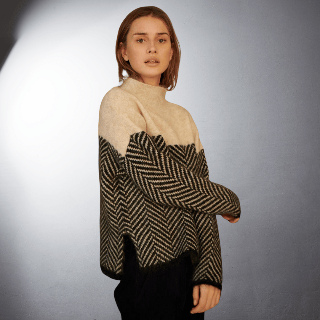 Lefevre™ | Pull à Motif Chevron en Laine Douce