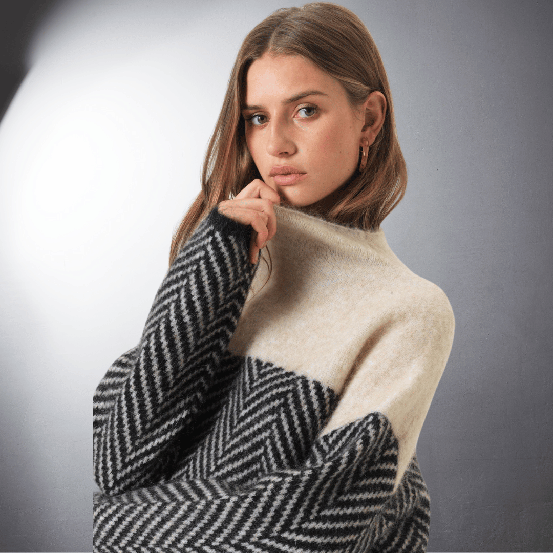 Lefevre™ | Pull à Motif Chevron en Laine Douce