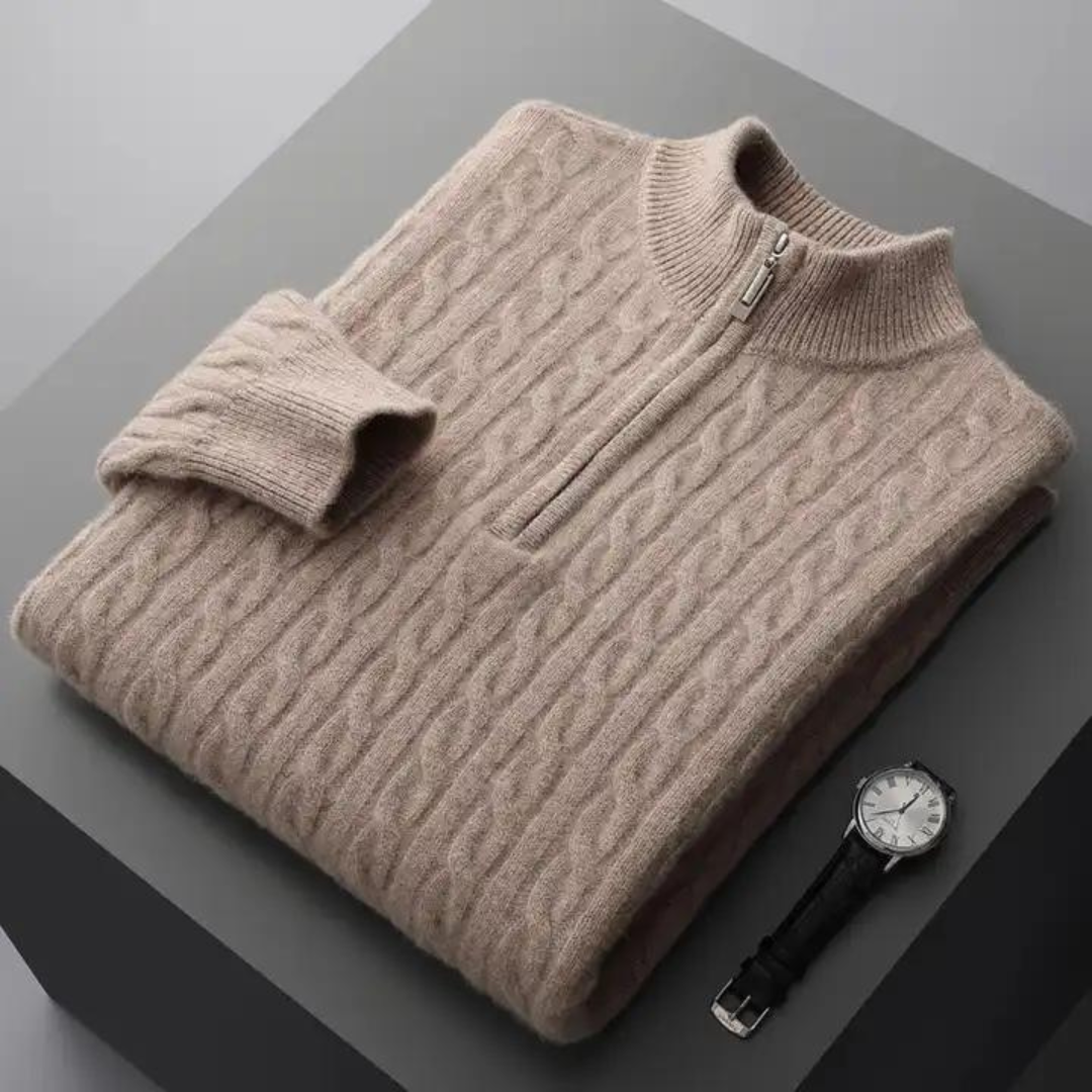 Lefevre™ | Demi-zip tissé 100 % cachemire