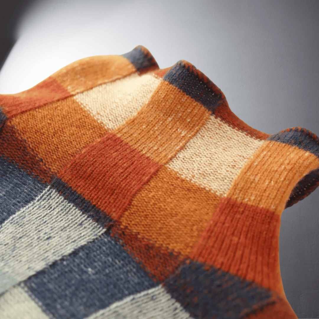 Lefevre™ | Pull en Coton à Motif Carré Coloré