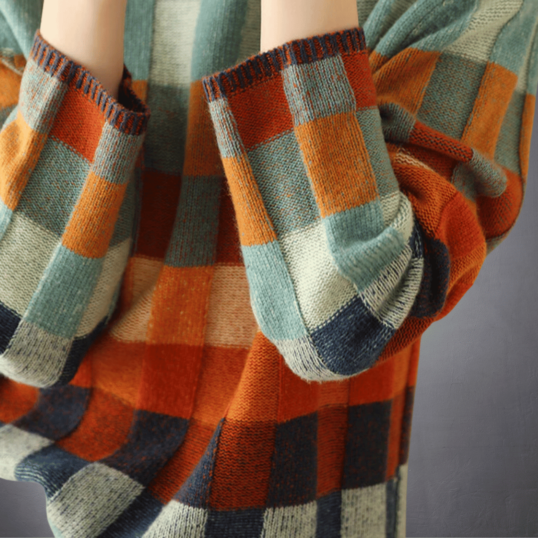 Lefevre™ | Pull en Coton à Motif Carré Coloré