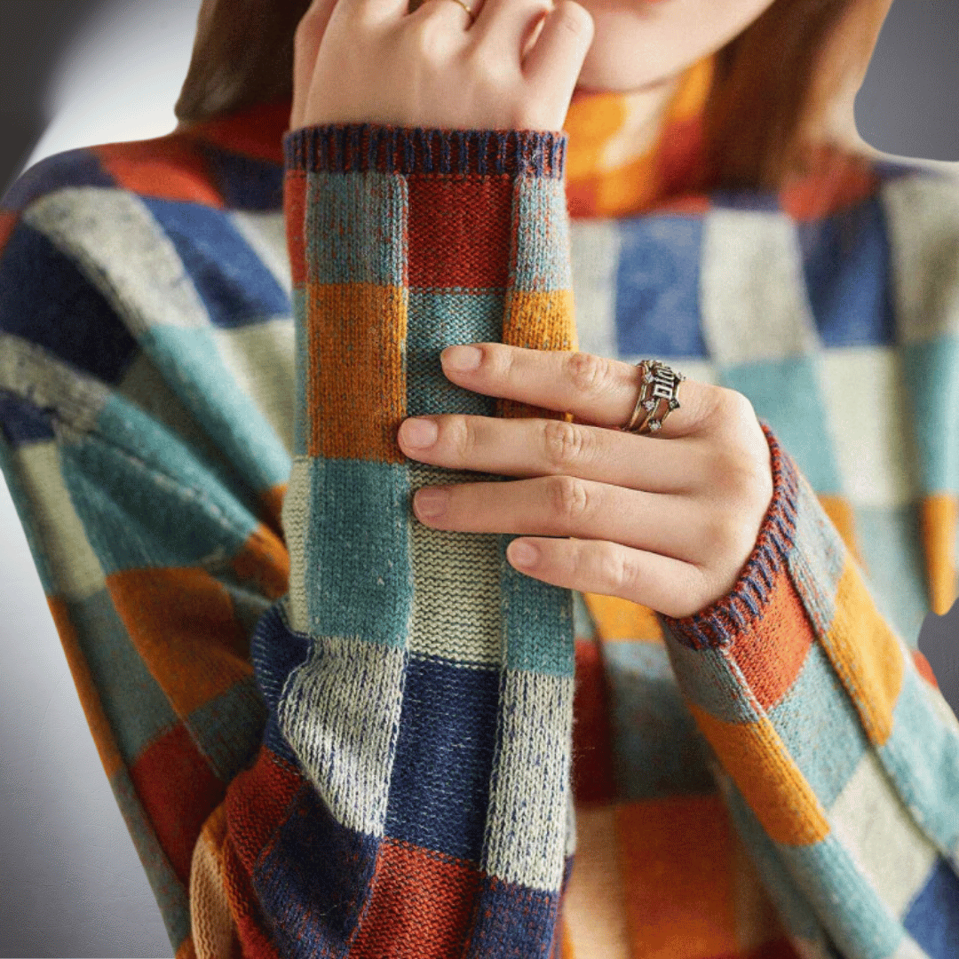 Lefevre™ | Pull en Coton à Motif Carré Coloré
