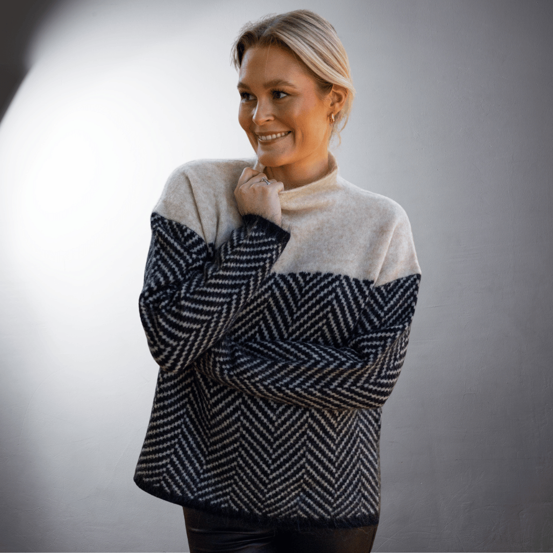 Lefevre™ | Pull à Motif Chevron en Laine Douce