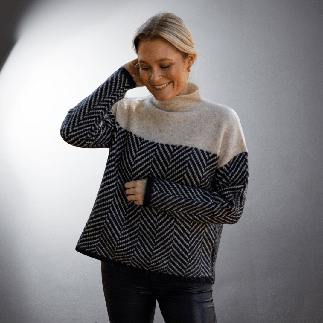 Lefevre™ | Pull à Motif Chevron en Laine Douce