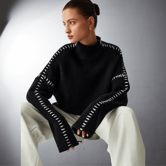 Lefevre™ | Pull en Maille Structurée à Détails Contrastants
