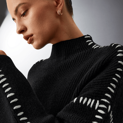 Lefevre™ | Pull en Maille Structurée à Détails Contrastants