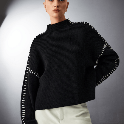 Lefevre™ | Pull en Maille Structurée à Détails Contrastants