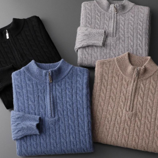 Lefevre™ | Demi-zip tissé 100 % cachemire