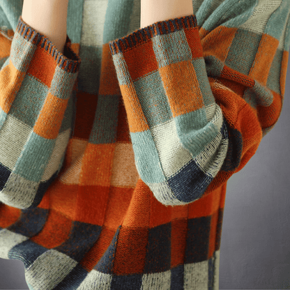 Lefevre™ | Pull en Coton à Motif Carré Coloré
