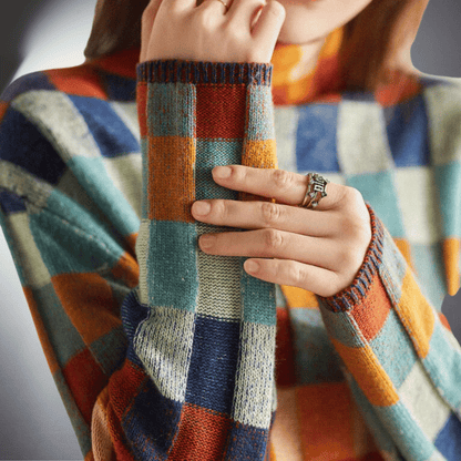 Lefevre™ | Pull en Coton à Motif Carré Coloré