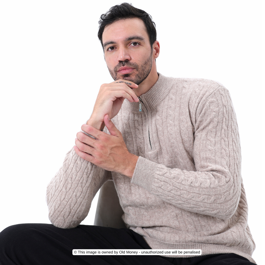 Lefevre™ | Demi-zip tissé 100 % cachemire