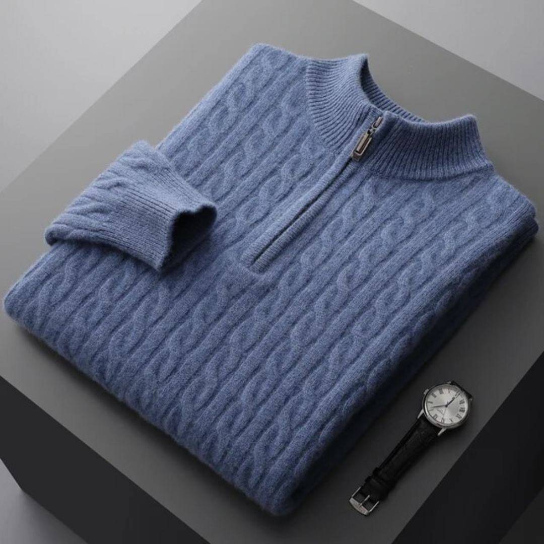 Lefevre™ | Demi-zip tissé 100 % cachemire