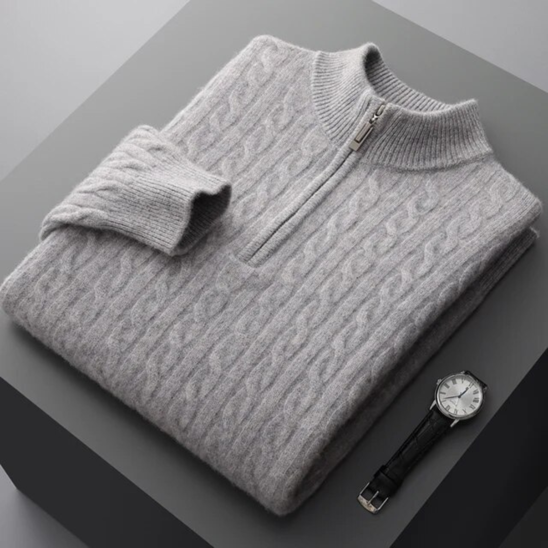 Lefevre™ | Demi-zip tissé 100 % cachemire