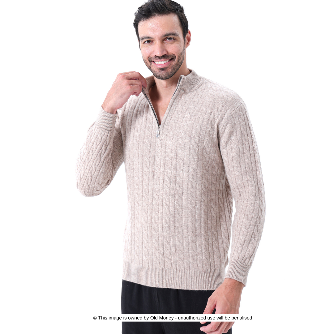 Lefevre™ | Demi-zip tissé 100 % cachemire